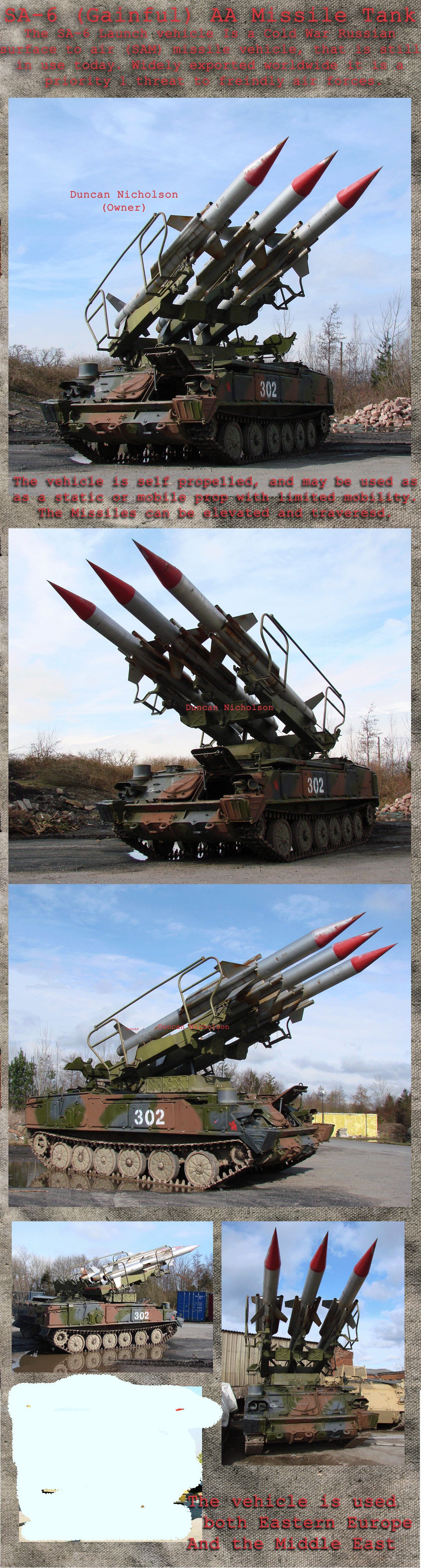 SA6 Rocket Tank for Hire